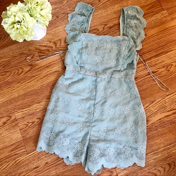 Lush Other - Seafoam Lace Romper